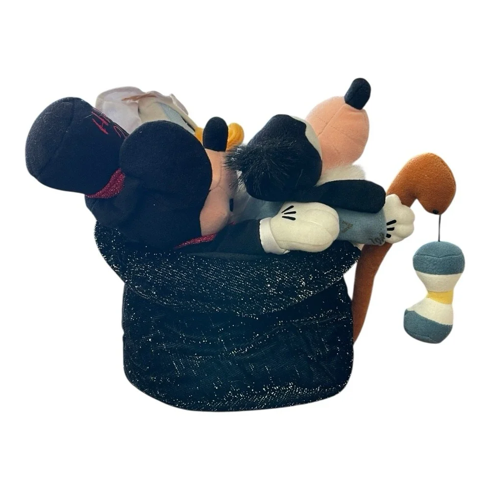 Walt Disney 2000 Millennium Bean Bag Mickey, Donald & Goofy In Hat Plush‎ Set
